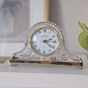 Vintage crystal and brass mantel clock ( carriage clock )